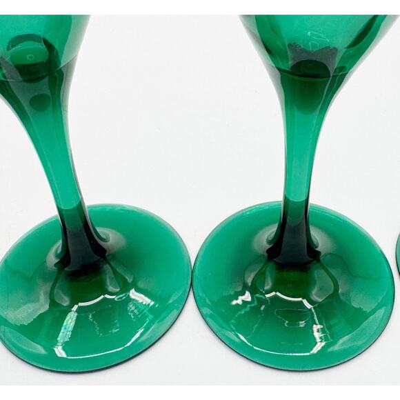 Libbey Champagne Glasses Set of 4 Juniper Green Teardrop Flutes Stemware 8.25" - Picture 5 of 7